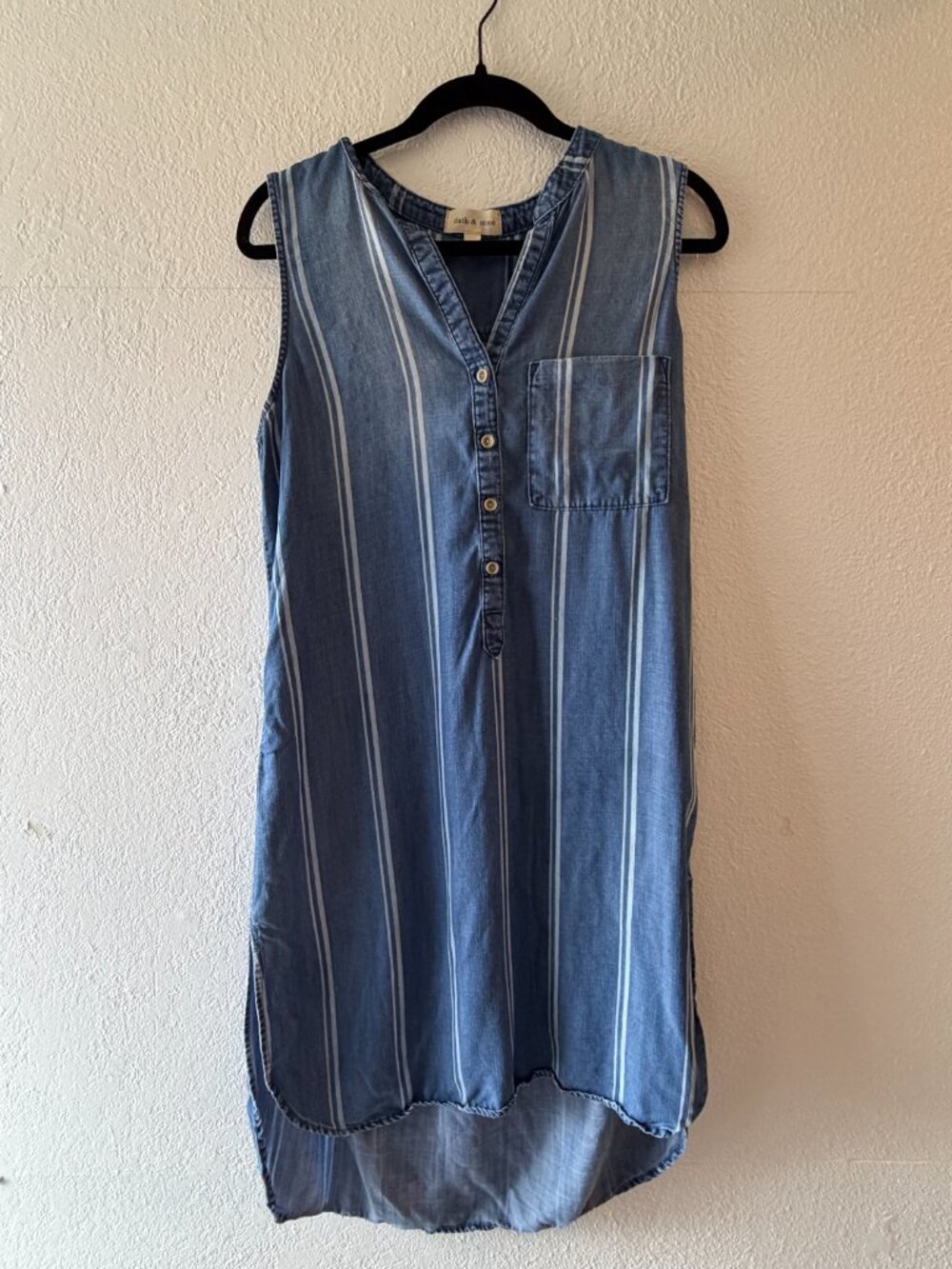 Anthropologie Cloth & Stone Blue Striped Tank Dress, Size M